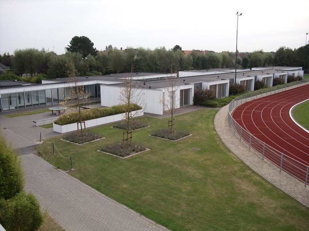 Sport Vlaanderen Blankenberge seen from above: the low accommodation blocks and the running track