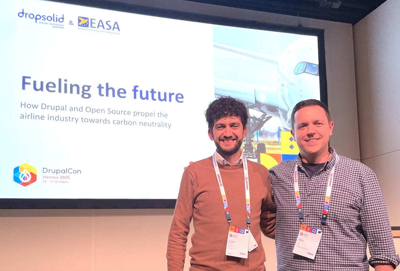 Dropsolid and EASA session: Fueling the future - How Drupal and Open Source propel the airline industry towards carbon neutrality
