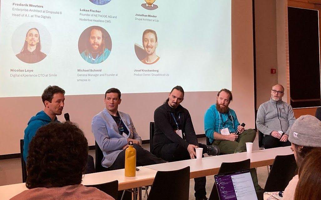 AI panel at Mountain Camp: Frederik Wouters, Lukas Fischer, Jonathan Minder, Nicolas Loye, Michael Schmid, Josef Kruckenberg