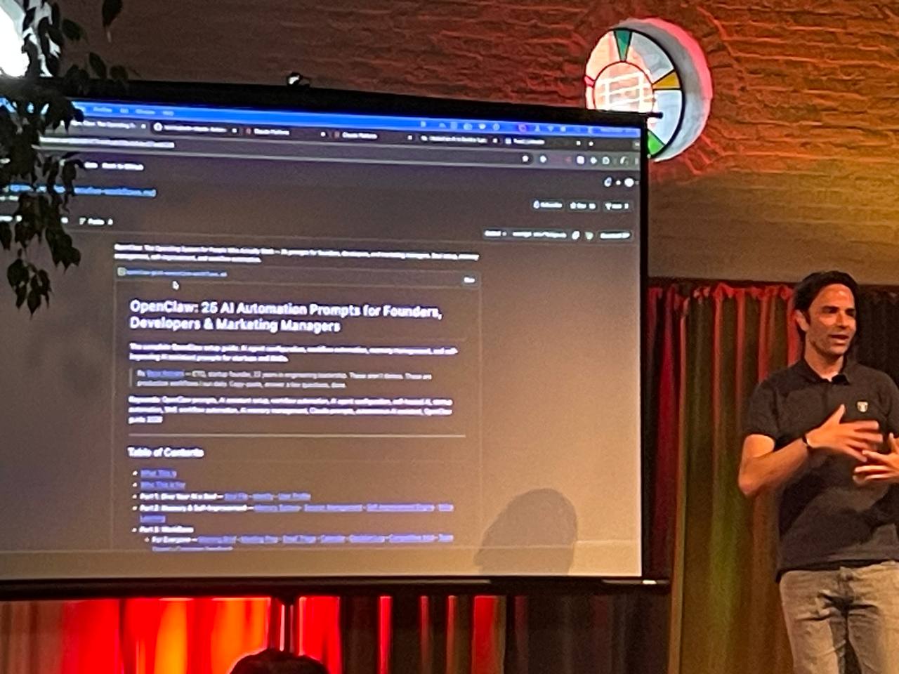 Bram presenting OpenClaw automation prompts