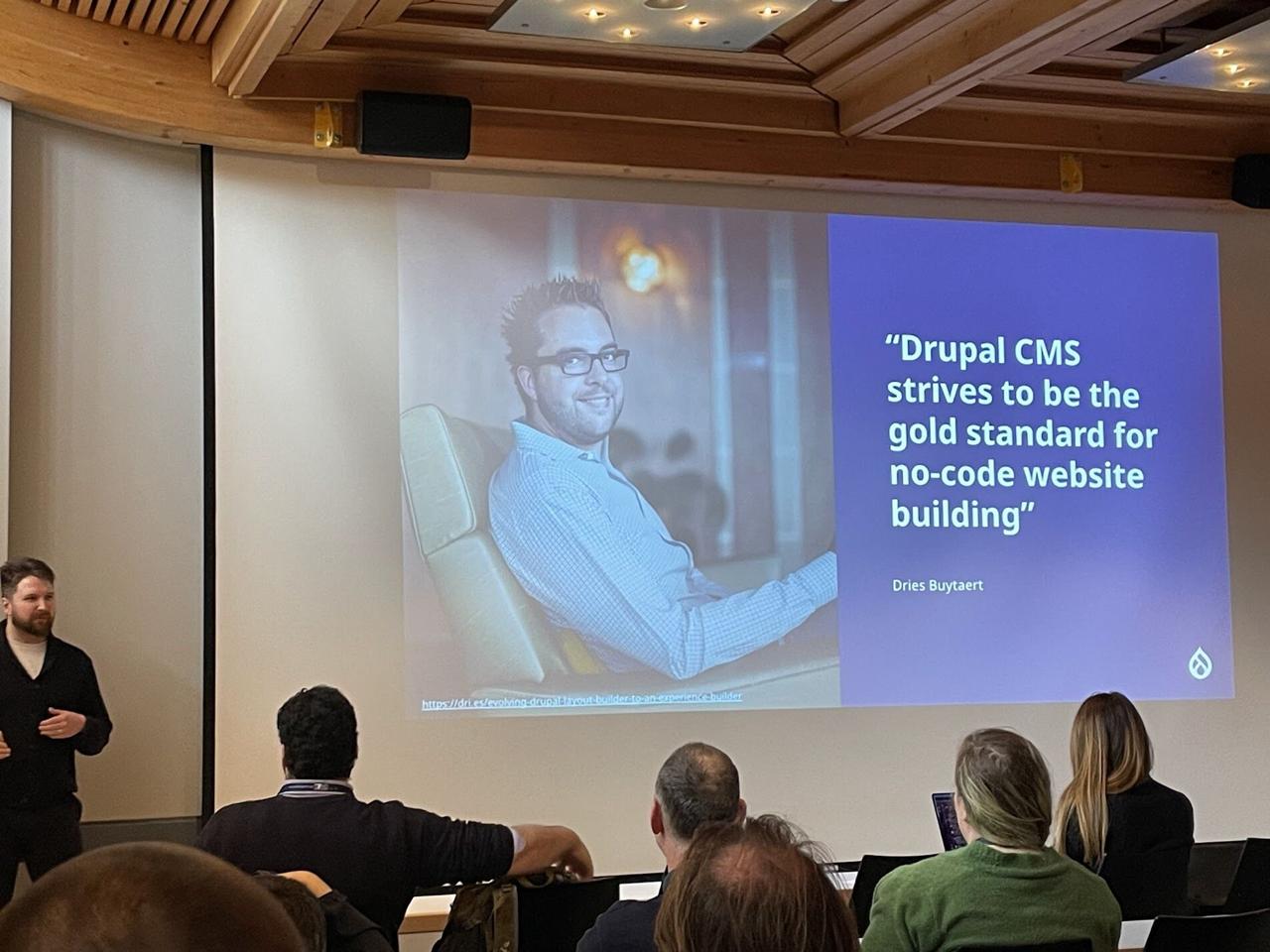 Session slide: Drupal CMS strives to be the gold standard for no-code website building - Dries Buytaert
