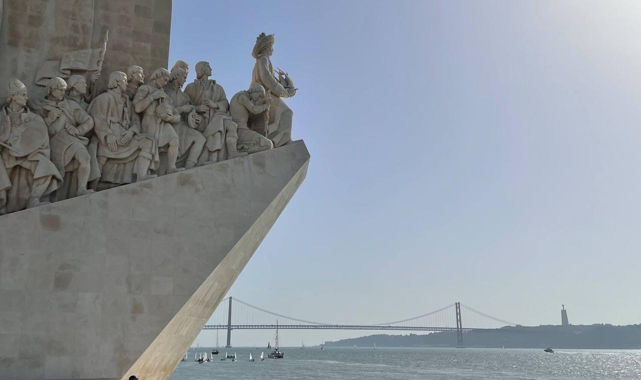 Padrão dos Descobrimentos - Monument to the Discoveries in Belém, with the Tagus river and the 25 de Abril bridge in the background