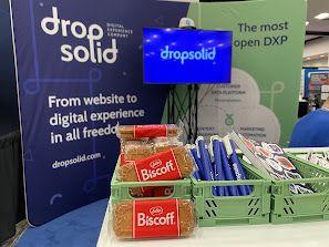 The Dropsolid booth with Biscoff cookies and Belgian chocolates as European ambassador snacks