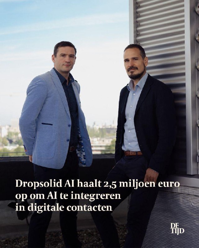 Frederik Wouters and Dominique De Cooman, co-founders of Dropsolid AI, photographed for De Tijd by Wouter Van Vooren